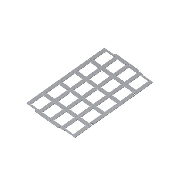 Grid: Rectangular pattern 5x4, for machine tending. Size of each rectangle: 76x50 mm